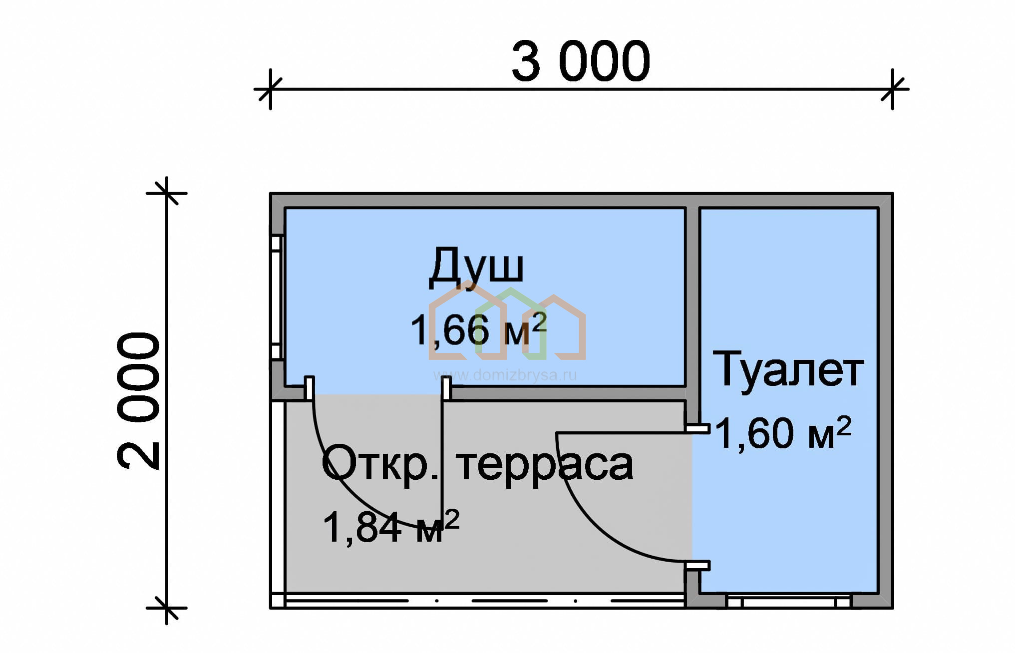 Хозблок для дачи Агата-2 (С) 2х3 Площадь: 6 м² с террасой со сборкой на  участке с душем и туалетом под ключ в Череповце